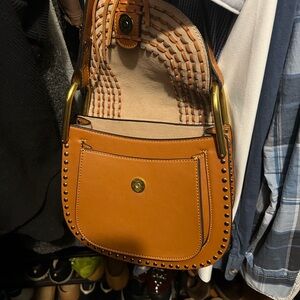 Chloe Tan Leather Shoulder Bag with Gold Accents